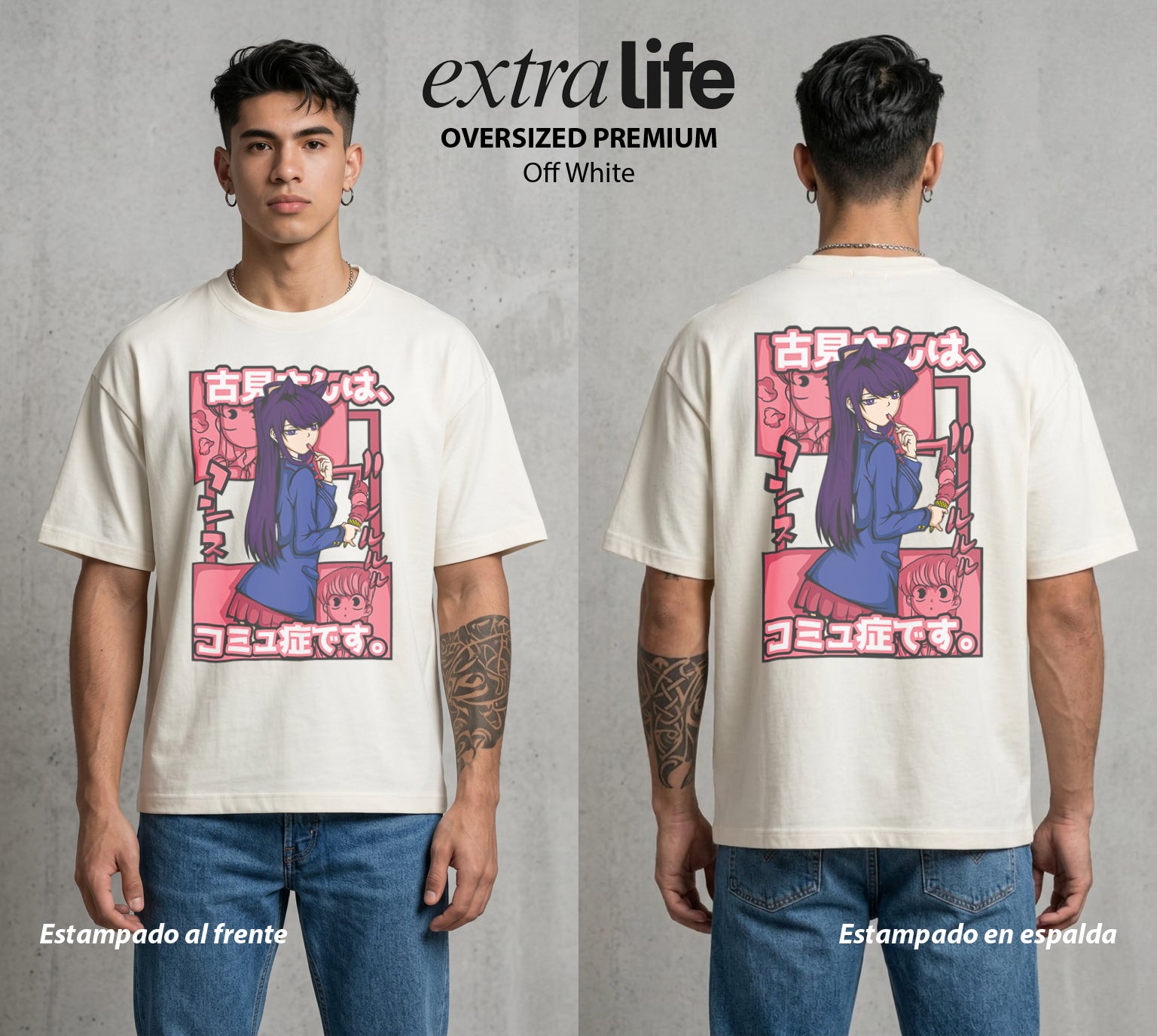 Cien Amigos | La Belleza sin Palabras #02114 - Playera Oversized Premium | Off White - Foto en modelo