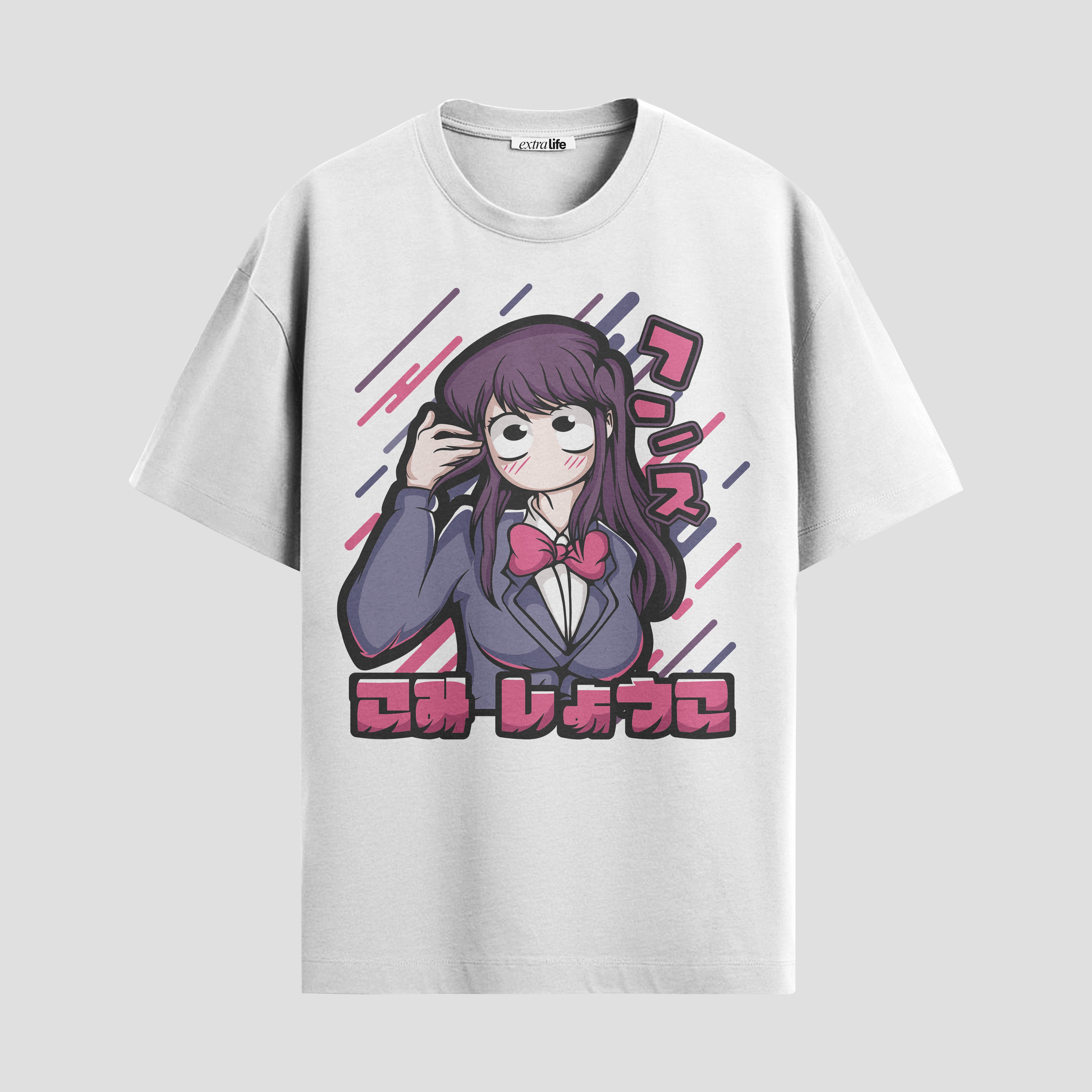 Playera urbana de anime y gaming ExtraLife MX, corte Standard Fit unisex ligero y transpirable en color Deep Black y Pure White, ropa de uso diario para gym y casual.