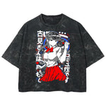 Playera streetwear premium de anime y gaming ExtraLife MX, corte boxy deluxe mineral wash heavyweight en color Acid Wash, moda urbana mexicana de culto.