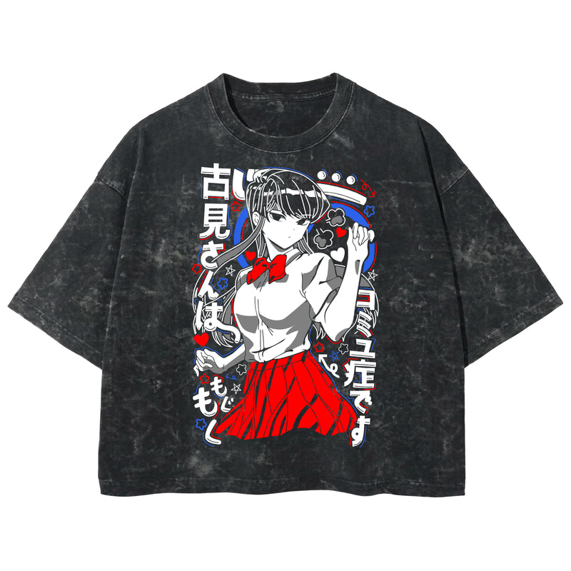 Playera streetwear premium de anime y gaming ExtraLife MX, corte boxy deluxe mineral wash heavyweight en color Acid Wash, moda urbana mexicana de culto.