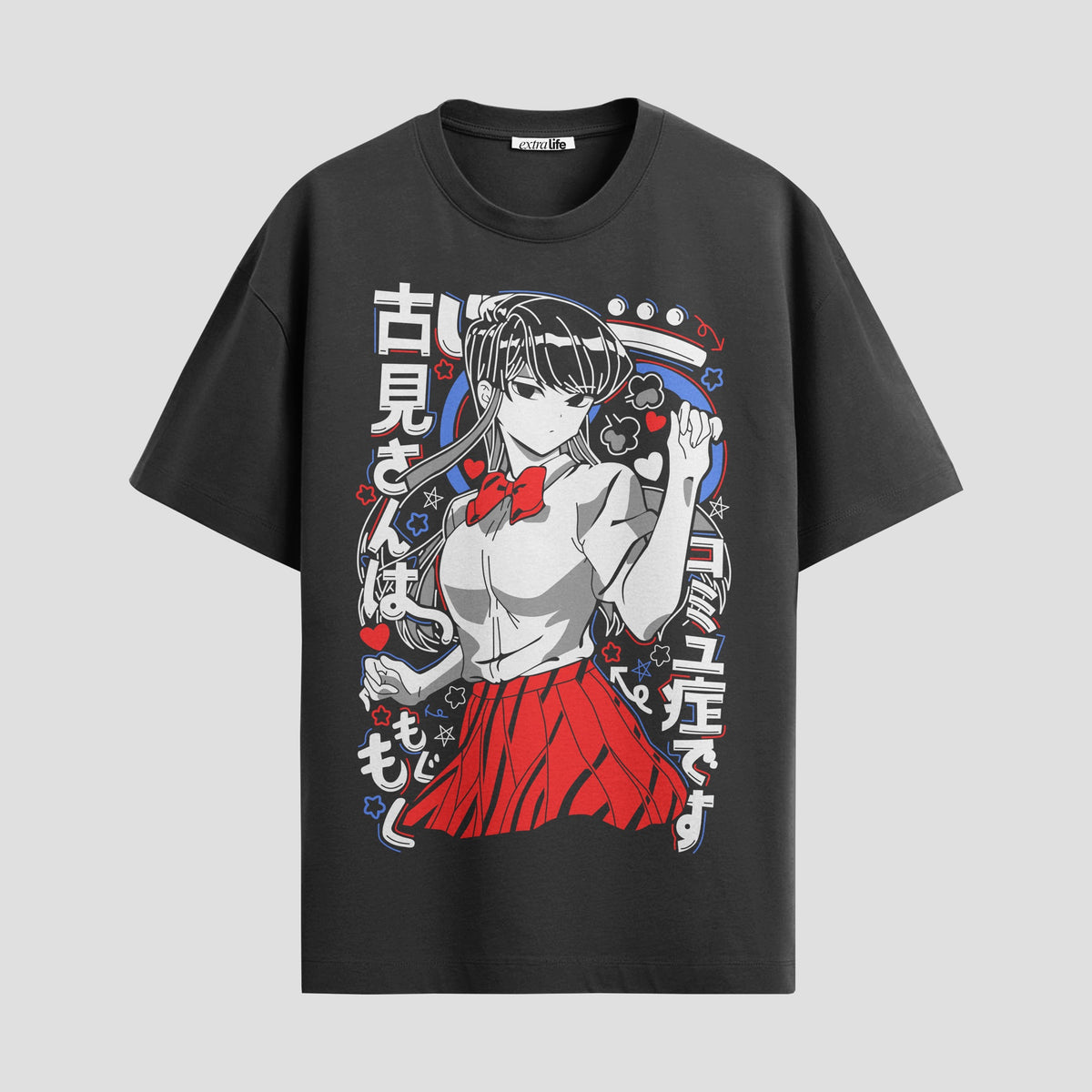 Playera urbana de anime y gaming ExtraLife MX, corte Classic Premium unisex ligero y transpirable en color Deep Black y Pure White, ropa de uso diario para gym y casual.