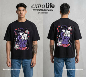 Cien Amigos | El Silencio del Alma #02118 - Playera Oversized Premium | Deep Black - Foto en modelo