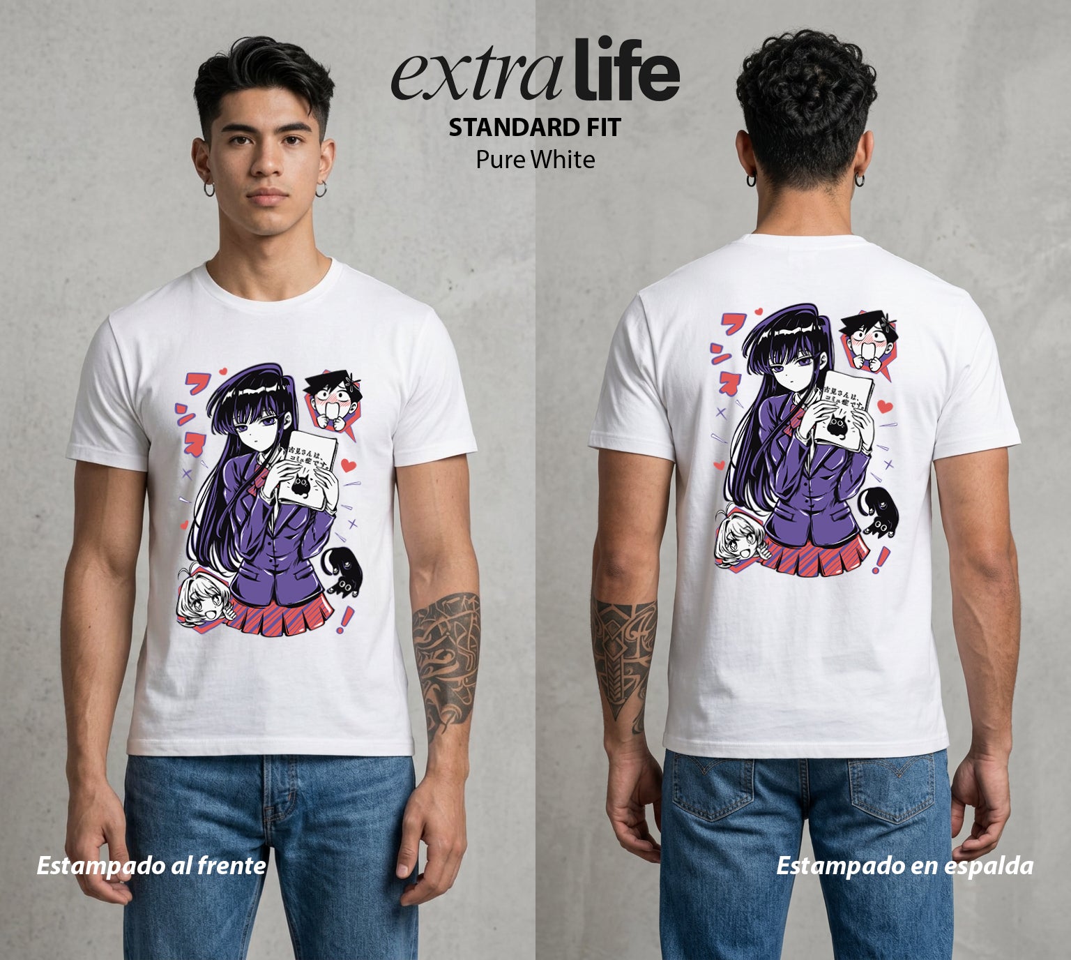Cien Amigos | El Silencio del Alma #02118 - Playera Standard Fit | Pure White - Foto en modelo