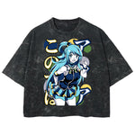 Playera streetwear premium de anime y gaming ExtraLife MX, corte boxy deluxe mineral wash heavyweight en color Acid Wash, moda urbana mexicana de culto.
