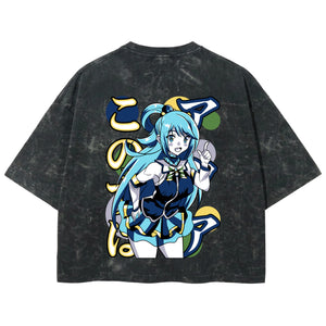 Playera streetwear premium de anime y gaming ExtraLife MX, corte boxy deluxe mineral wash heavyweight en color Acid Wash, moda urbana mexicana de culto.