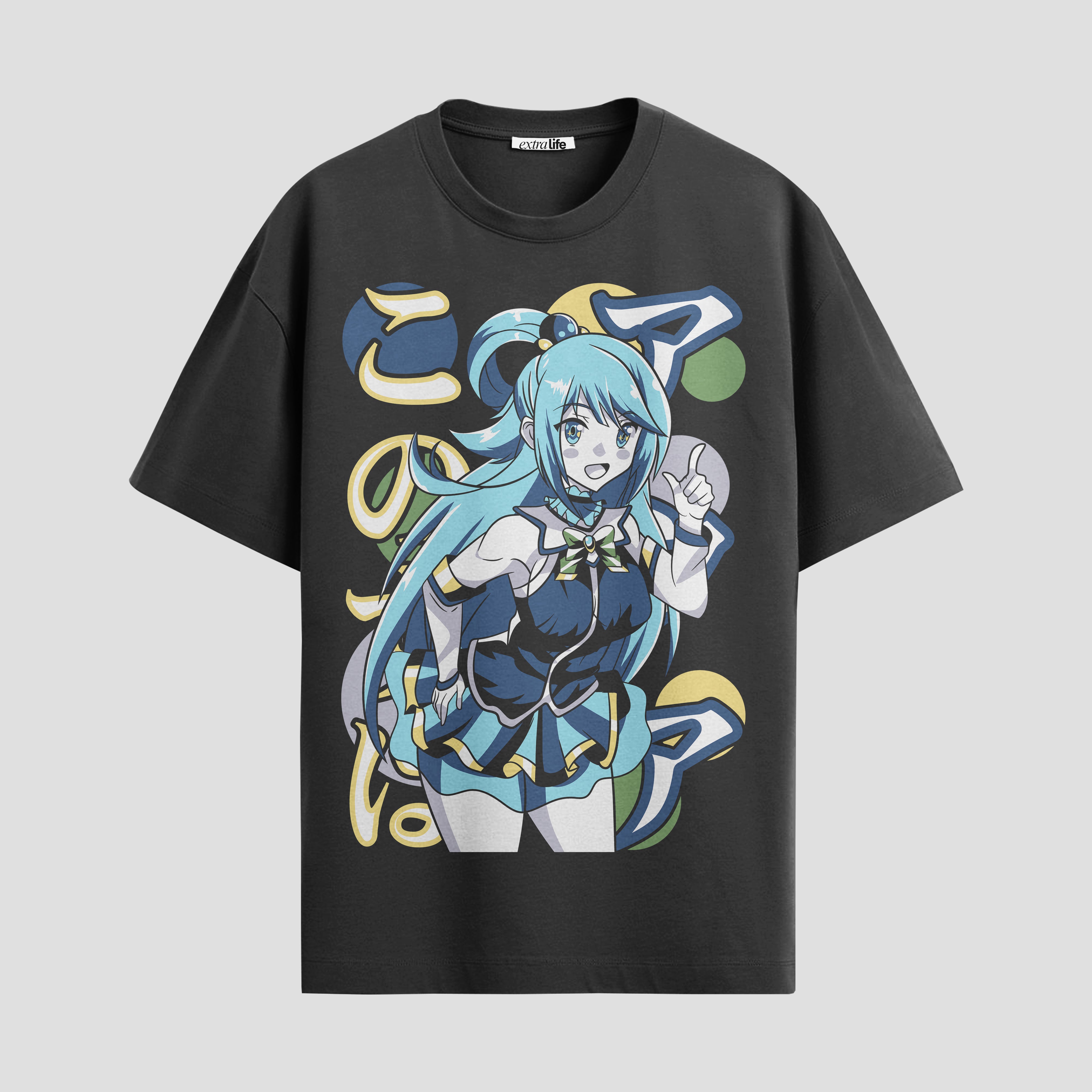 Playera urbana de anime y gaming ExtraLife MX, corte Standard Fit unisex ligero y transpirable en color Deep Black y Pure White, ropa de uso diario para gym y casual.