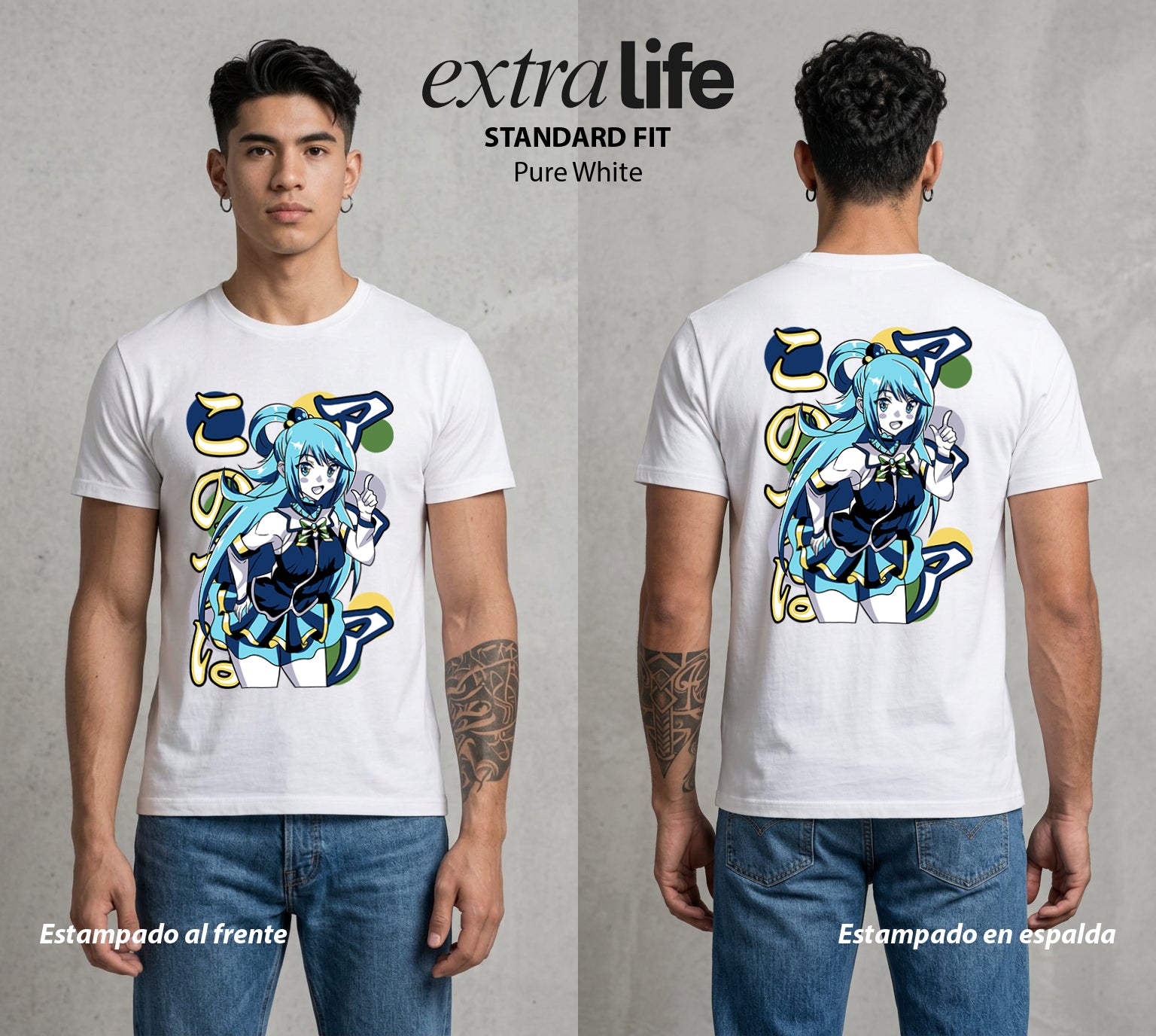 La Otra Vida del Heroe | La Mejor Diosa Inutil #02120 - Playera Standard Fit | Pure White - Foto en modelo