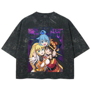 Playera streetwear premium de anime y gaming ExtraLife MX, corte boxy deluxe mineral wash heavyweight en color Acid Wash, moda urbana mexicana de culto.