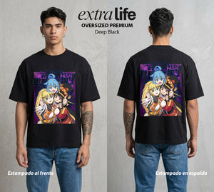 La Otra Vida del Heroe | El Invocador de Sombras #02121 - Playera Oversized Premium | Deep Black - Foto en modelo