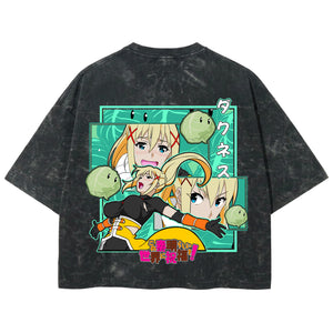Playera streetwear premium de anime y gaming ExtraLife MX, corte boxy deluxe mineral wash heavyweight en color Acid Wash, moda urbana mexicana de culto.