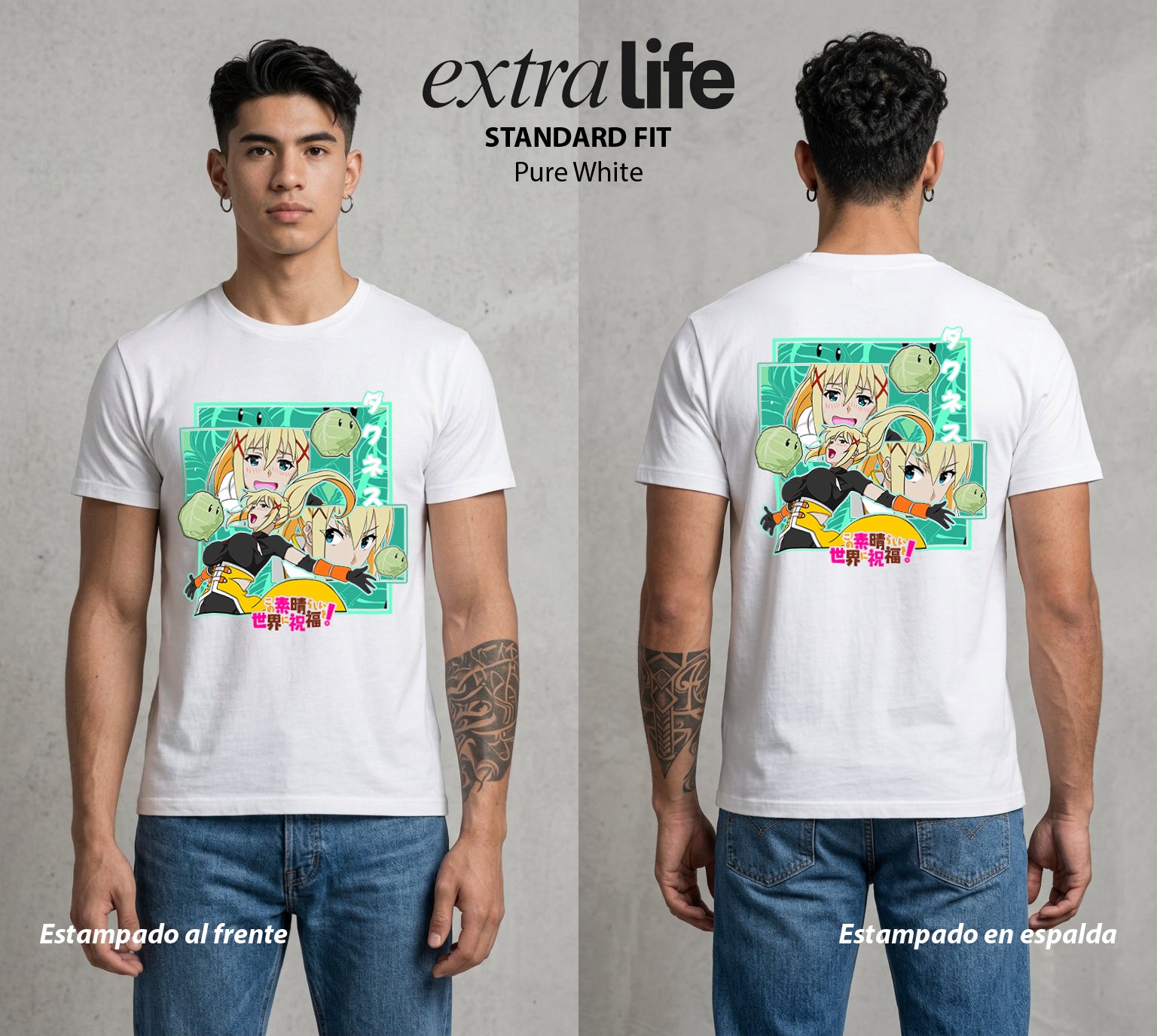 La Otra Vida del Heroe | La Masoquista del Bien #02122 - Playera Standard Fit | Pure White - Foto en modelo