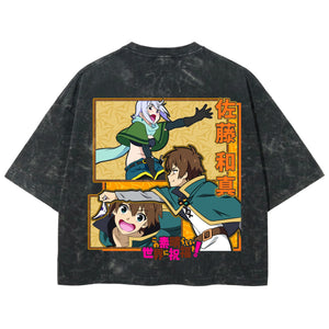 Playera streetwear premium de anime y gaming ExtraLife MX, corte boxy deluxe mineral wash heavyweight en color Acid Wash, moda urbana mexicana de culto.