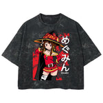 Playera streetwear premium de anime y gaming ExtraLife MX, corte boxy deluxe mineral wash heavyweight en color Acid Wash, moda urbana mexicana de culto.