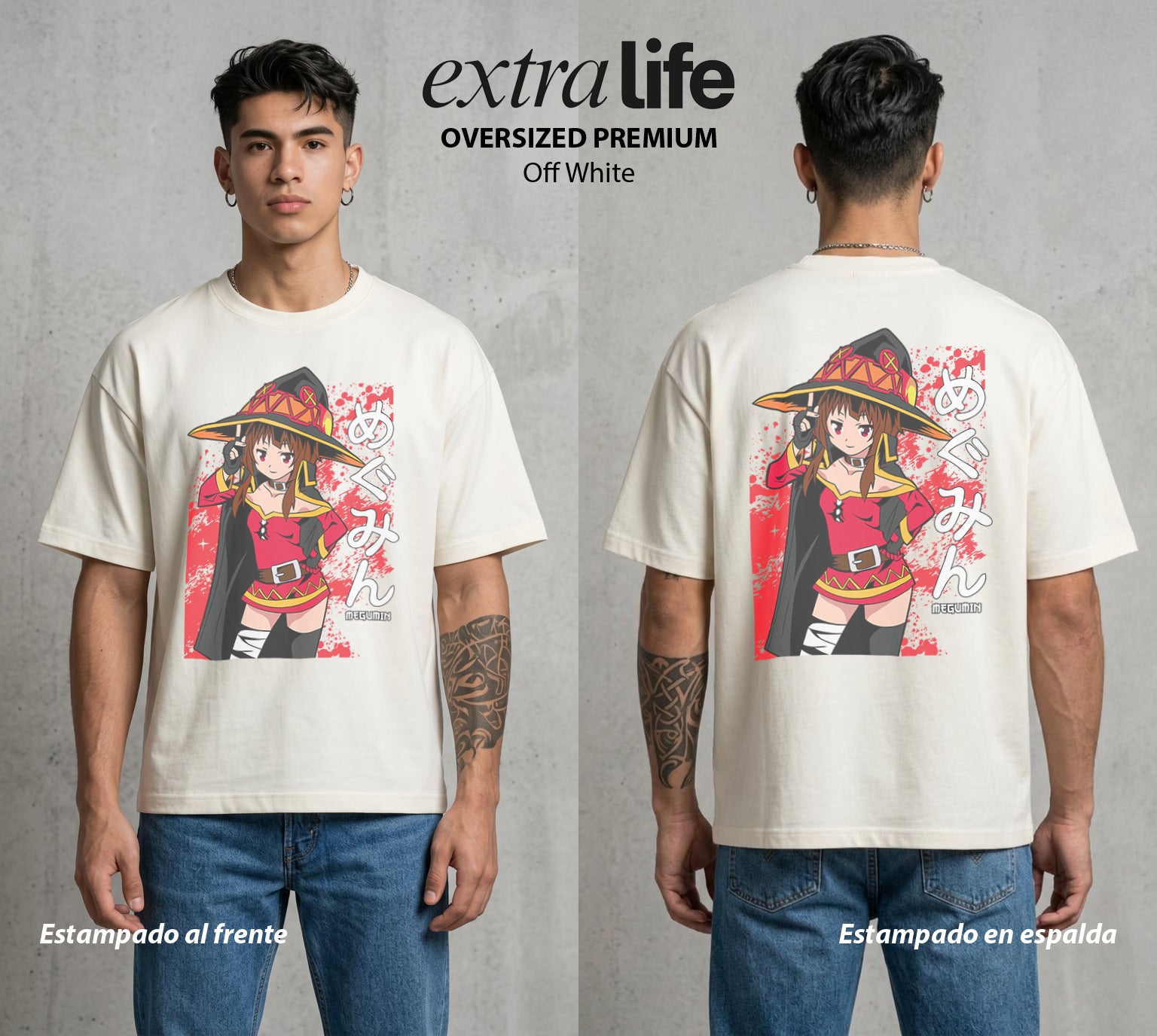 La Otra Vida del Heroe | La Explosion y Solo Explosion #02124 - Playera Oversized Premium | Off White - Foto en modelo