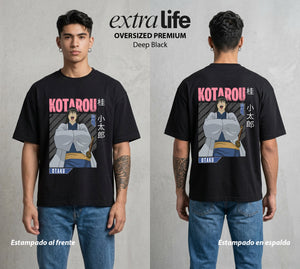 El Samurai sin Trabajo | El Noble del Joui #02125 - Playera Oversized Premium | Deep Black - Foto en modelo
