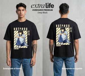 El Samurai sin Trabajo | El Loco del Bien #02126 - Playera Oversized Premium | Deep Black - Foto en modelo