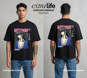 El Samurai sin Trabajo | El Loco del Bien #02130 - Playera Oversized Premium | Deep Black - Foto en modelo