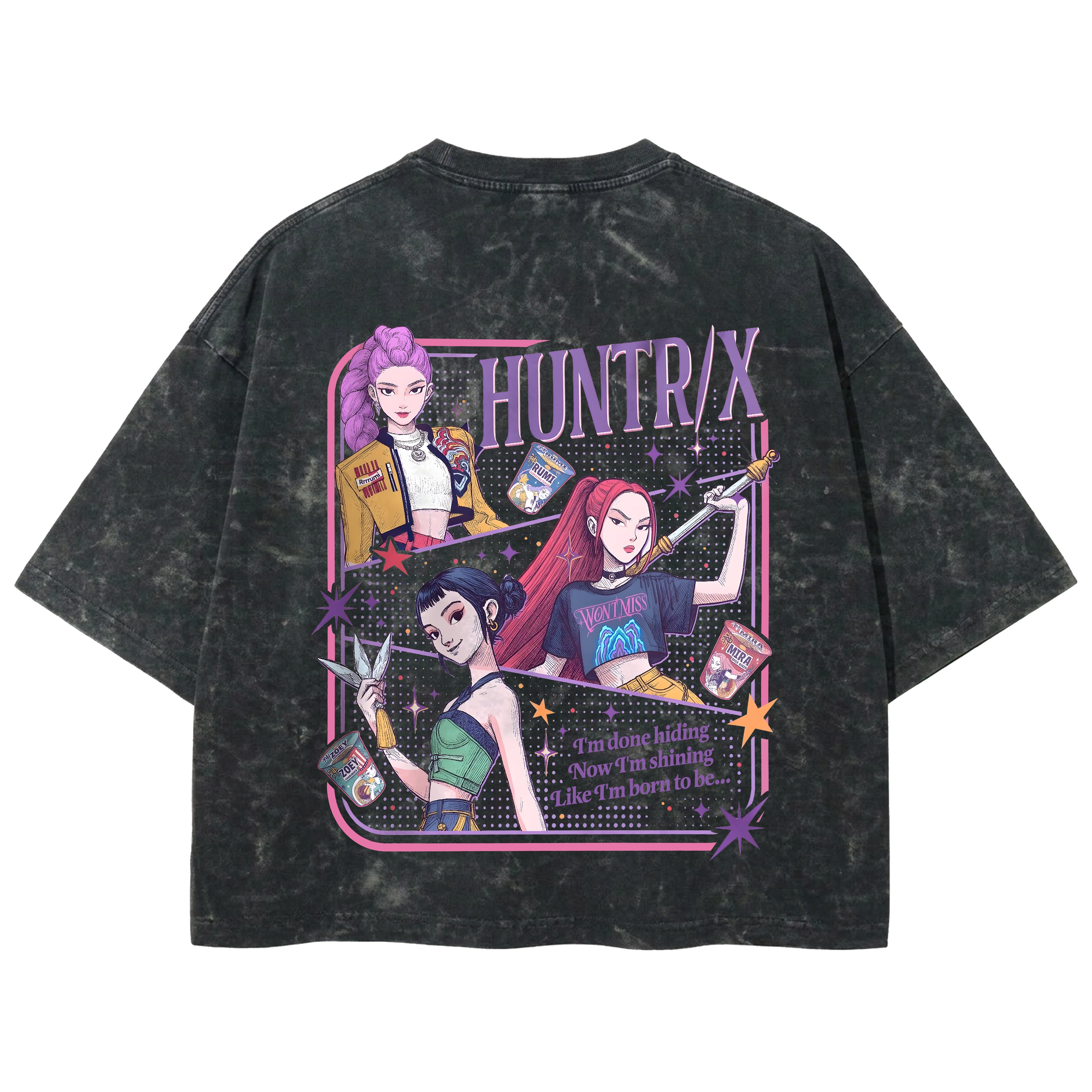 Playera streetwear premium de anime y gaming ExtraLife MX, corte boxy deluxe mineral wash heavyweight en color Acid Wash, moda urbana mexicana de culto.