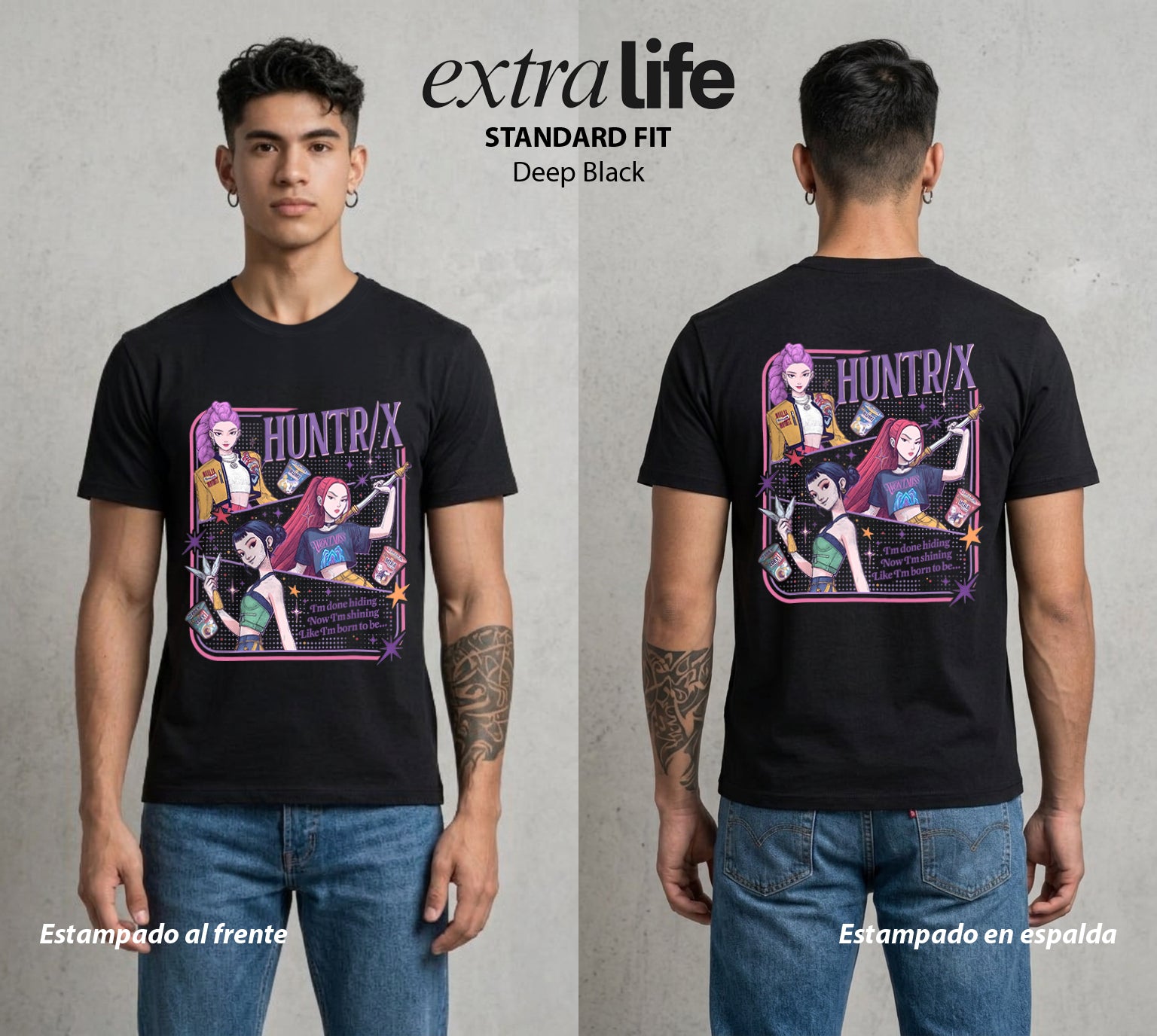 Cazadores Idol | La Cazadora Idol #02131 - Playera Standard Fit | Deep Black - Foto en modelo