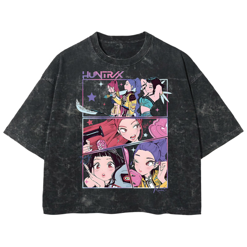 Playera streetwear premium de anime y gaming ExtraLife MX, corte boxy deluxe mineral wash heavyweight en color Acid Wash, moda urbana mexicana de culto.