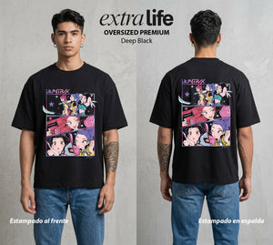 Cazadores Idol | El Idol Combatiente #02132 - Playera Oversized Premium | Deep Black - Foto en modelo