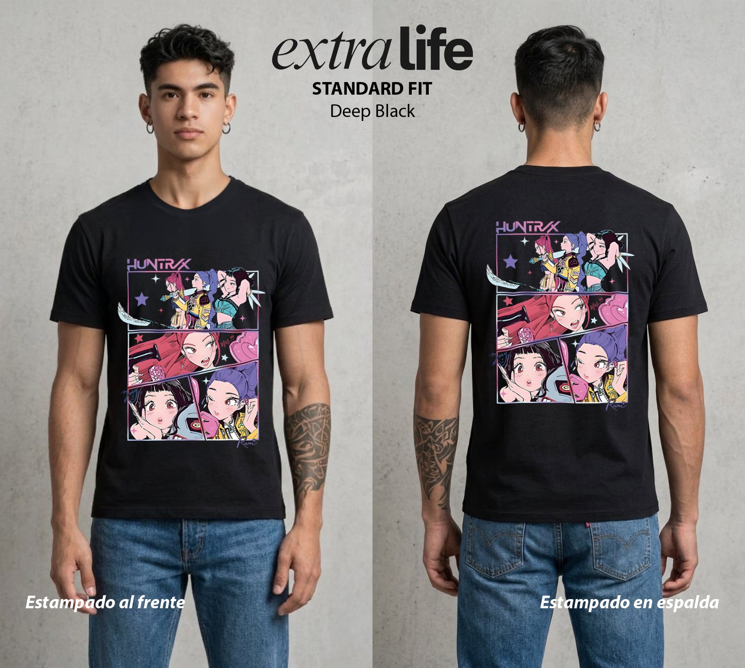 Cazadores Idol | El Idol Combatiente #02132 - Playera Standard Fit | Deep Black - Foto en modelo