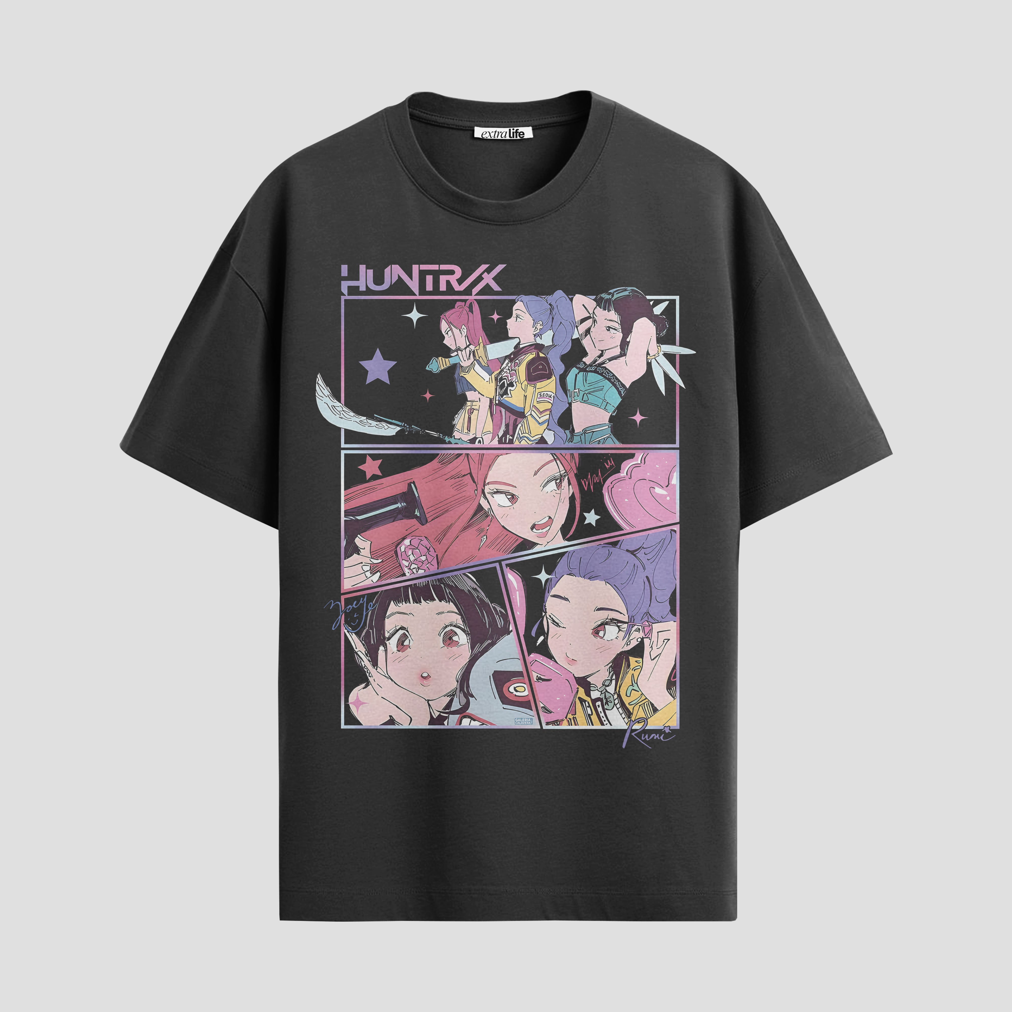 Playera urbana de anime y gaming ExtraLife MX, corte Standard Fit unisex ligero y transpirable en color Deep Black y Pure White, ropa de uso diario para gym y casual.