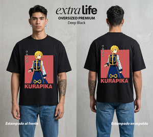 La Prueba del Cazador | La Venganza Escarlata #02133 - Playera Oversized Premium | Deep Black - Foto en modelo