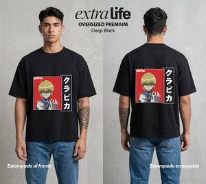 La Prueba del Cazador | Los Ojos del Clan #02134 - Playera Oversized Premium | Deep Black - Foto en modelo