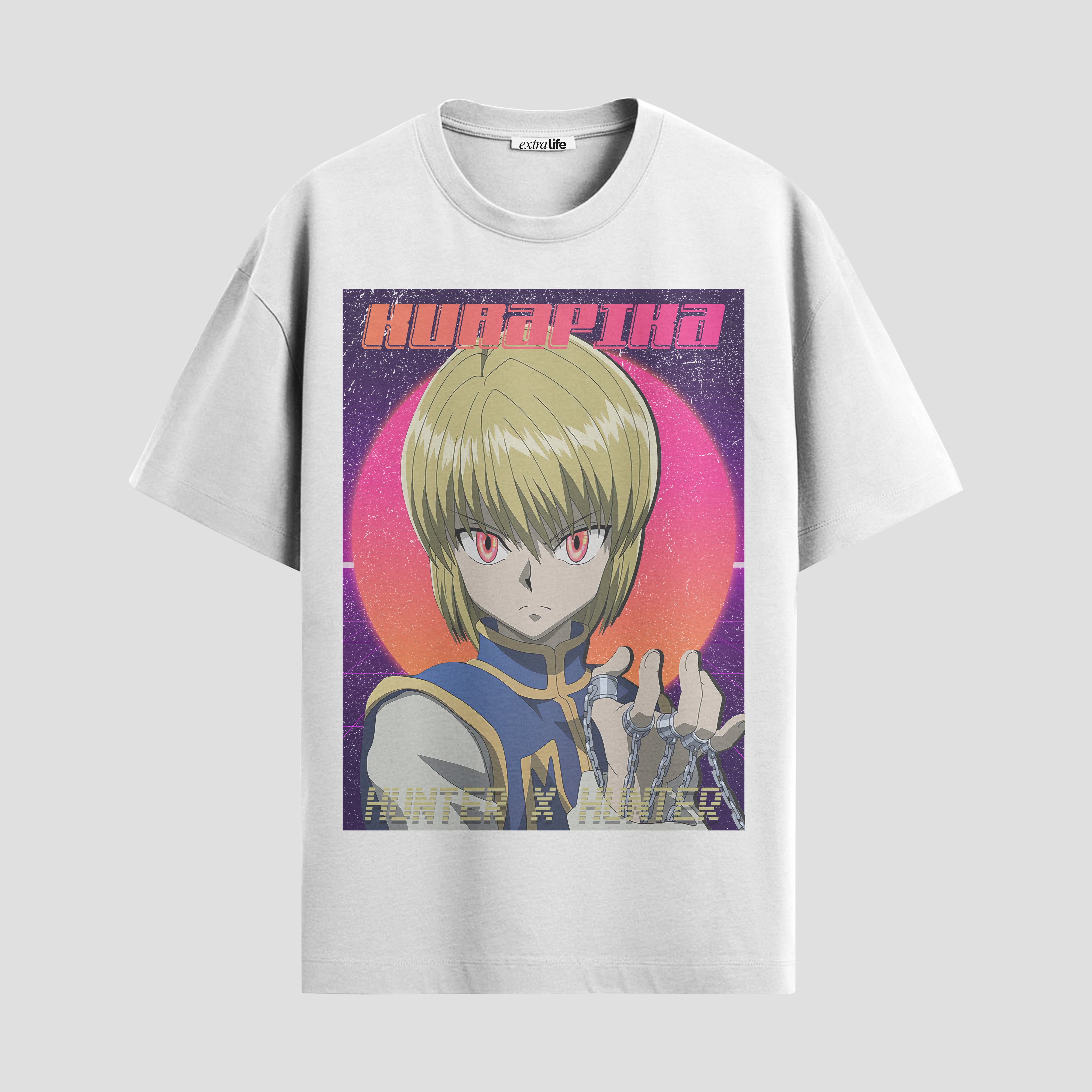 Playera urbana de anime y gaming ExtraLife MX, corte Standard Fit unisex ligero y transpirable en color Deep Black y Pure White, ropa de uso diario para gym y casual.
