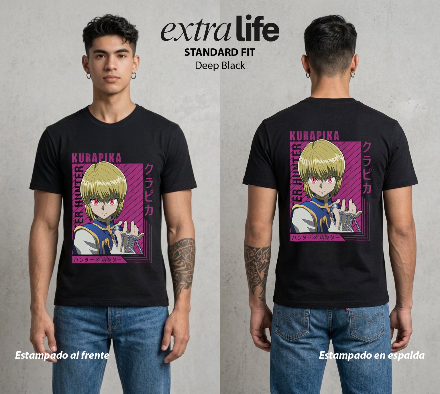 La Prueba del Cazador | Las Cadenas del Destino #02140 - Playera Standard Fit | Deep Black - Foto en modelo