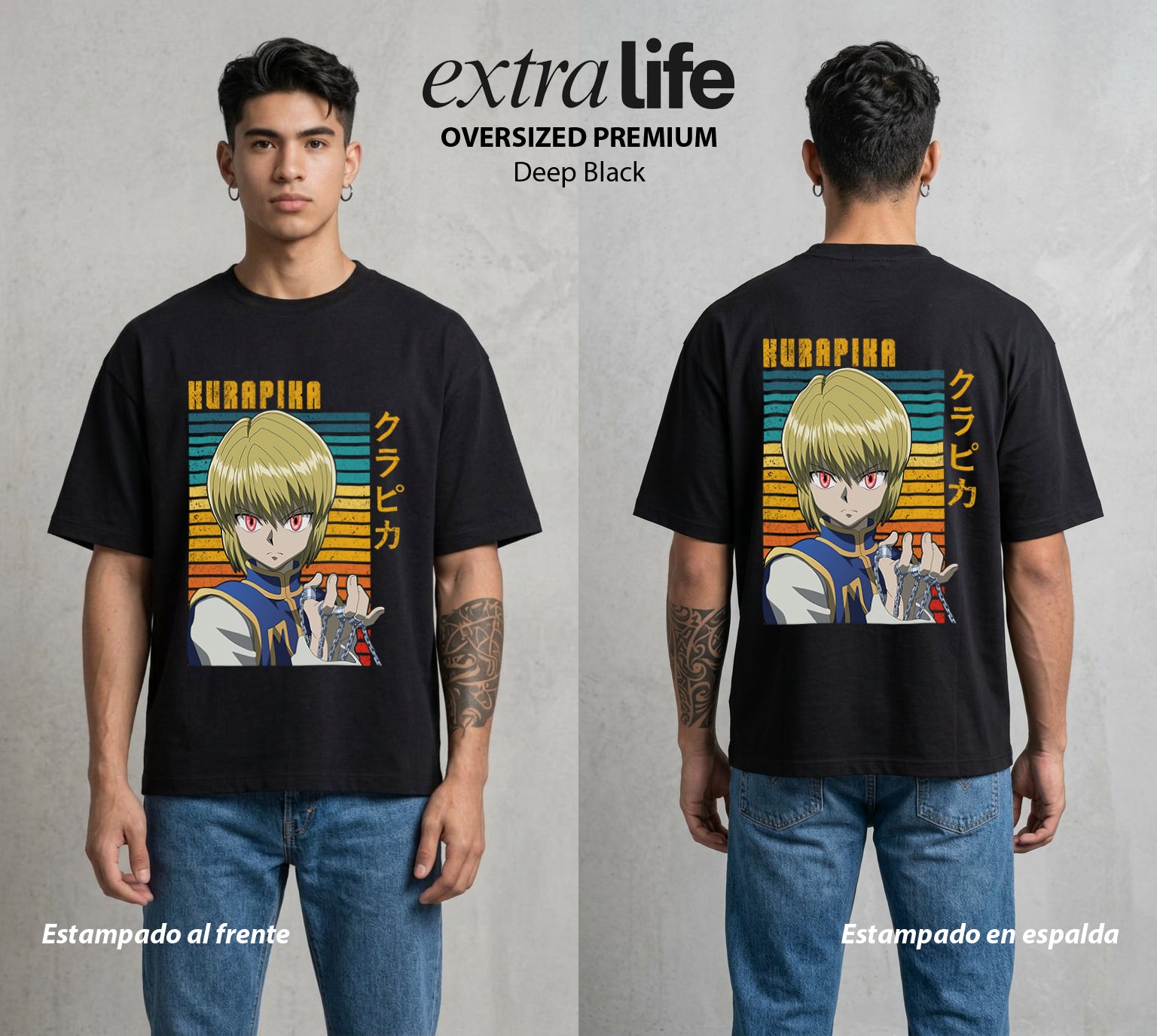 La Prueba del Cazador | El Ultimo del Clan #02141 - Playera Oversized Premium | Deep Black - Foto en modelo