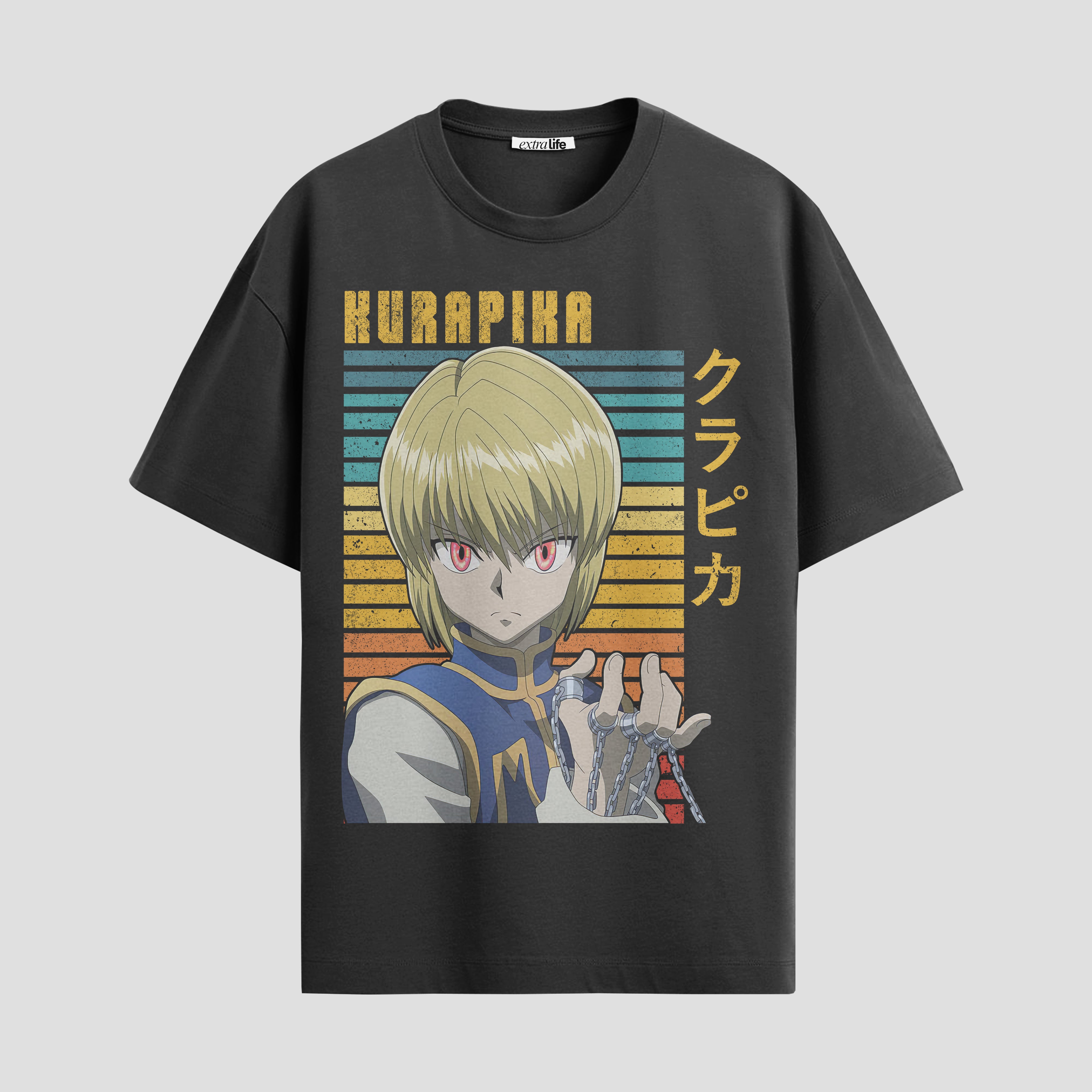 Playera urbana de anime y gaming ExtraLife MX, corte Standard Fit unisex ligero y transpirable en color Deep Black y Pure White, ropa de uso diario para gym y casual.