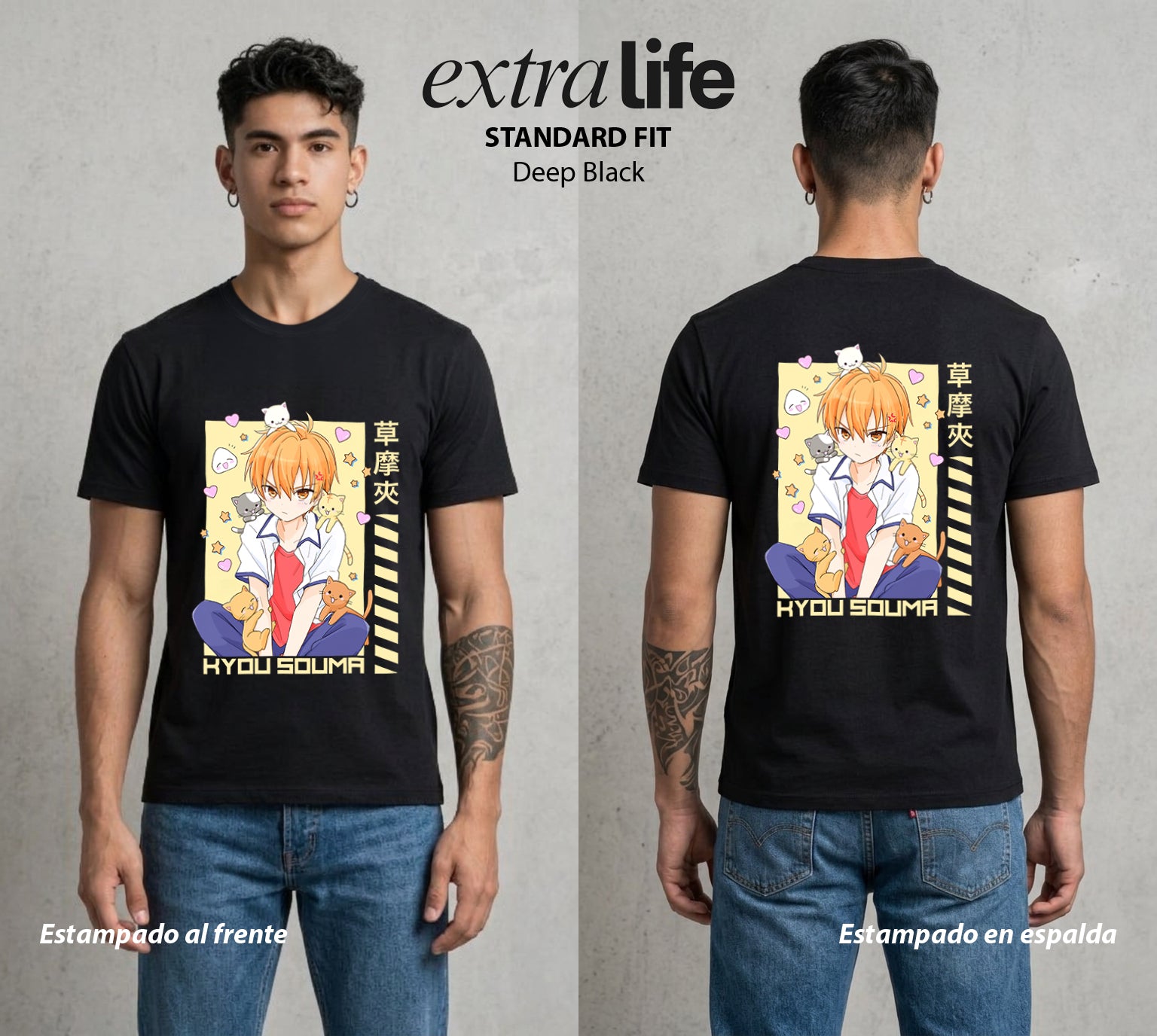 El Zodiaco Oculto | El Gato del Zodiaco #02143 - Playera Standard Fit | Deep Black - Foto en modelo