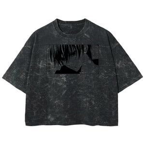 Playera streetwear premium de anime y gaming ExtraLife MX, corte boxy deluxe mineral wash heavyweight en color Acid Wash, moda urbana mexicana de culto.