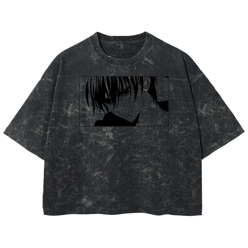 Playera streetwear premium de anime y gaming ExtraLife MX, corte boxy deluxe mineral wash heavyweight en color Acid Wash, moda urbana mexicana de culto.