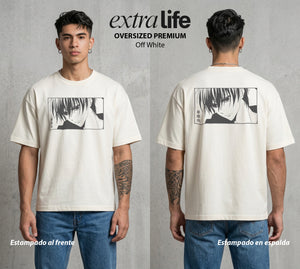 El Zodiaco Oculto | El Alma del Gato #02144 - Playera Oversized Premium | Off White - Foto en modelo