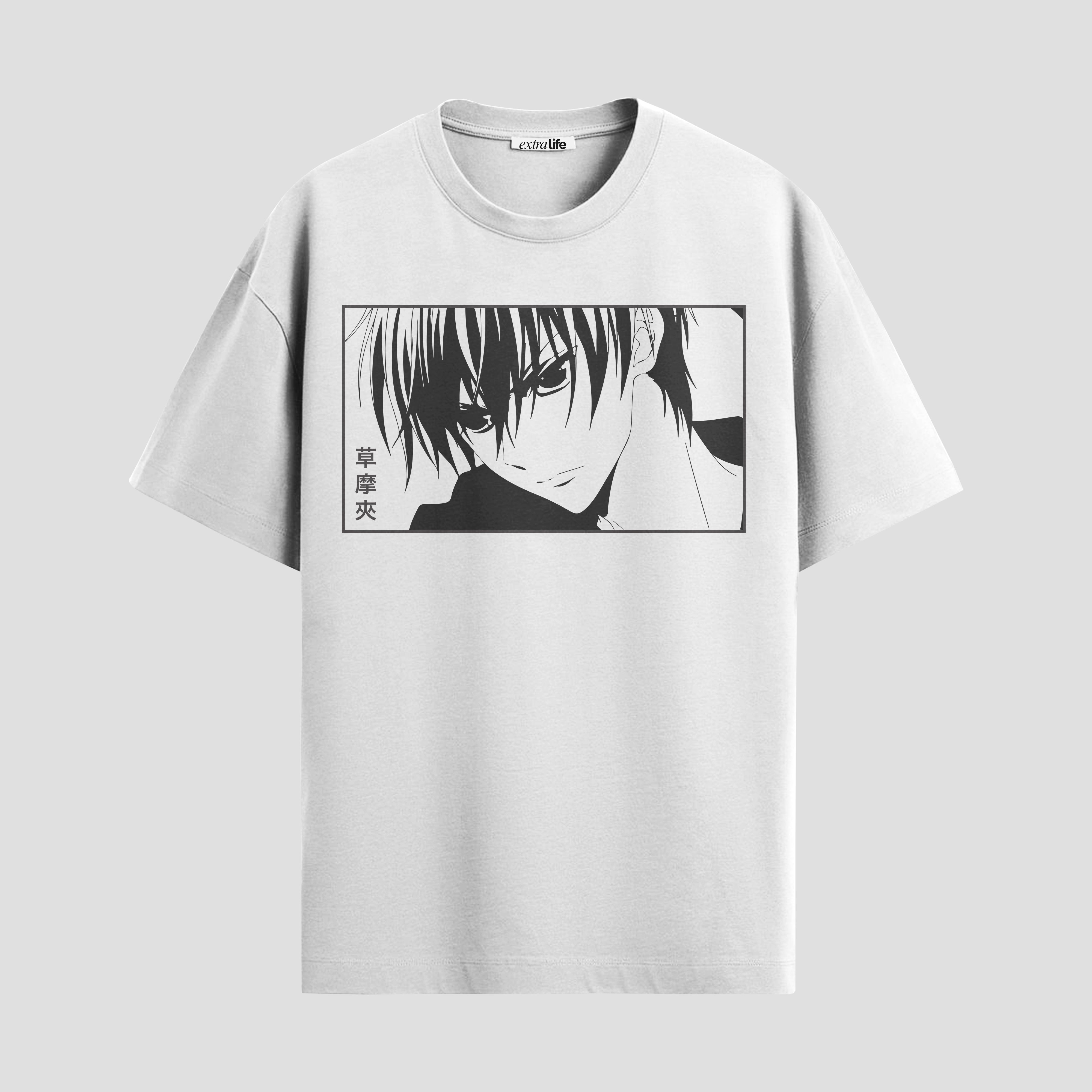 Playera urbana de anime y gaming ExtraLife MX, corte Standard Fit unisex ligero y transpirable en color Deep Black y Pure White, ropa de uso diario para gym y casual.