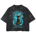 Playera streetwear premium de anime y gaming ExtraLife MX, corte boxy deluxe mineral wash heavyweight en color Acid Wash, moda urbana mexicana de culto.