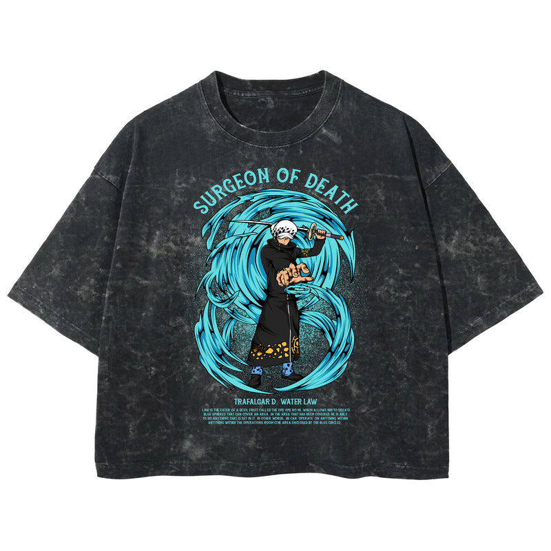 Playera streetwear premium de anime y gaming ExtraLife MX, corte boxy deluxe mineral wash heavyweight en color Acid Wash, moda urbana mexicana de culto.