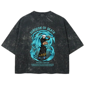 Playera streetwear premium de anime y gaming ExtraLife MX, corte boxy deluxe mineral wash heavyweight en color Acid Wash, moda urbana mexicana de culto.