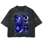 Playera streetwear premium de anime y gaming ExtraLife MX, corte boxy deluxe mineral wash heavyweight en color Acid Wash, moda urbana mexicana de culto.