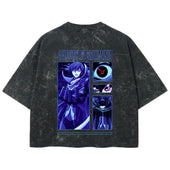 Playera streetwear premium de anime y gaming ExtraLife MX, corte boxy deluxe mineral wash heavyweight en color Acid Wash, moda urbana mexicana de culto.