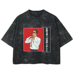 Playera streetwear premium de anime y gaming ExtraLife MX, corte boxy deluxe mineral wash heavyweight en color Acid Wash, moda urbana mexicana de culto.