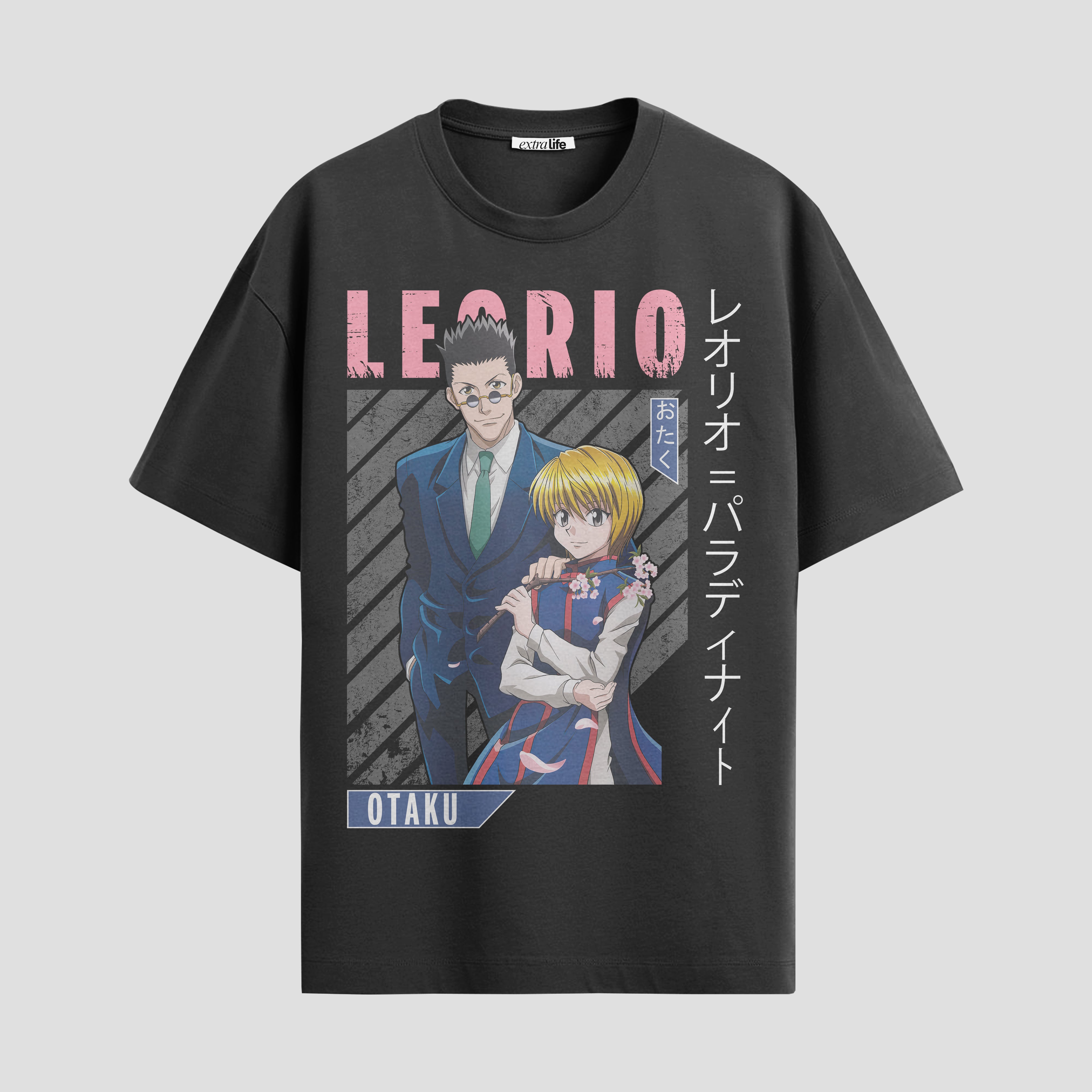 Playera urbana de anime y gaming ExtraLife MX, corte Standard Fit unisex ligero y transpirable en color Deep Black y Pure White, ropa de uso diario para gym y casual.