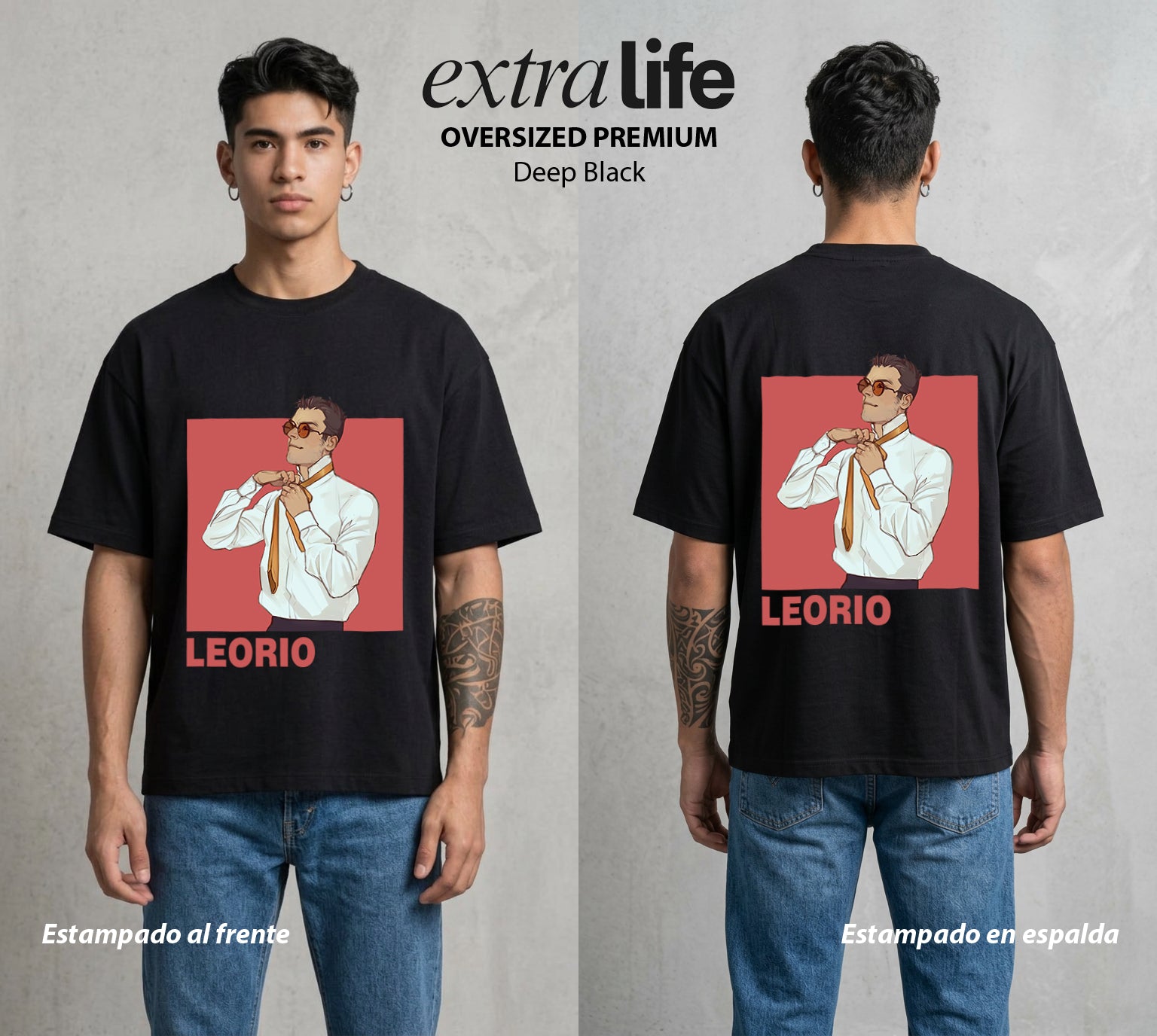 La Prueba del Cazador | El Doctor del Futuro #02152 - Playera Oversized Premium | Deep Black - Foto en modelo