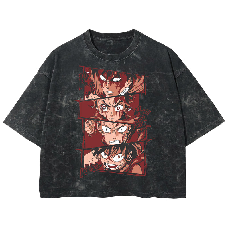 Playera streetwear premium de anime y gaming ExtraLife MX, corte boxy deluxe mineral wash heavyweight en color Acid Wash, moda urbana mexicana de culto.