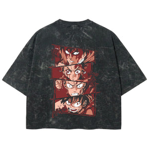 Playera streetwear premium de anime y gaming ExtraLife MX, corte boxy deluxe mineral wash heavyweight en color Acid Wash, moda urbana mexicana de culto.
