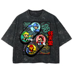 Playera streetwear premium de anime y gaming ExtraLife MX, corte boxy deluxe mineral wash heavyweight en color Acid Wash, moda urbana mexicana de culto.