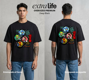 Varios Mundos | El Heroe Legendario #02157 - Playera Oversized Premium | Deep Black - Foto en modelo